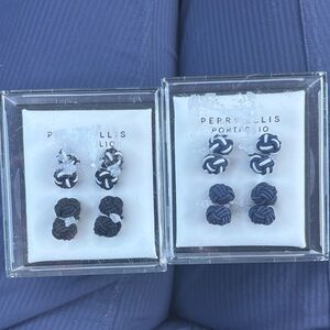 Two Perry Ellis Black and Navy Knot Cufflinks set!